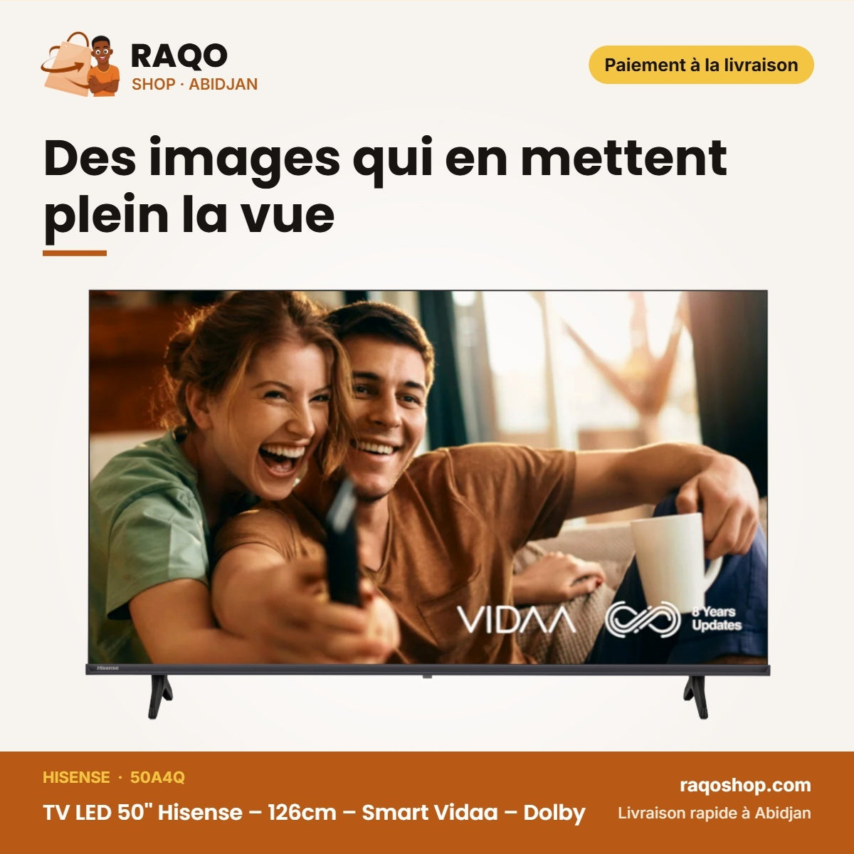 TV LED 50'' Hisense – 126cm – Smart Vidaa – Dolby | 50A4Q