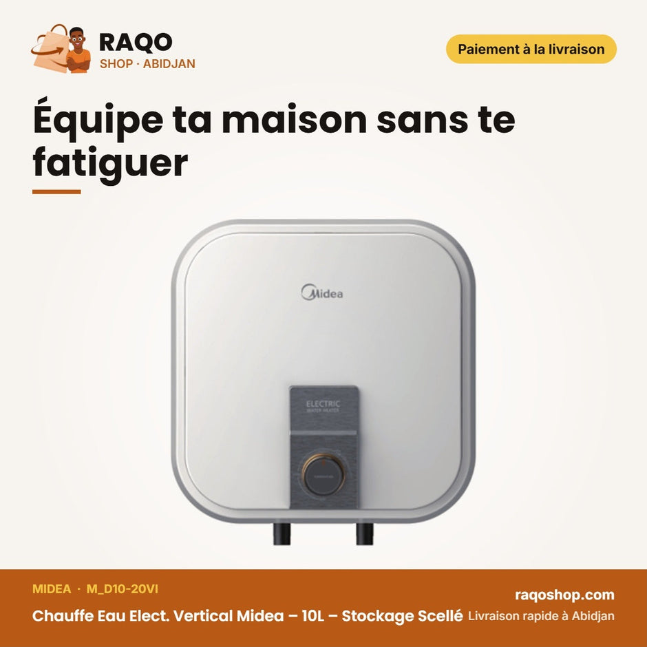 Chauffe Eau Elect. Vertical Midea – 10L – Stockage Scellé – Chauffage Express | M_D10-20VI