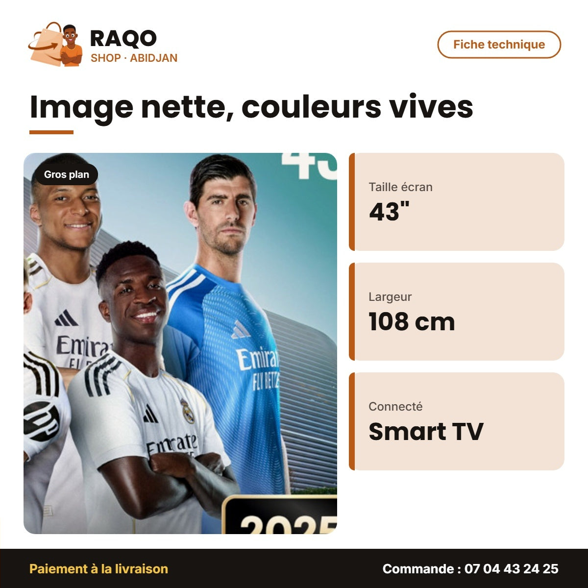 TV LED 43'' Hisense – 108cm – Vidaa Smart – Netflix-Youtub-Prime Video | 43A4QS