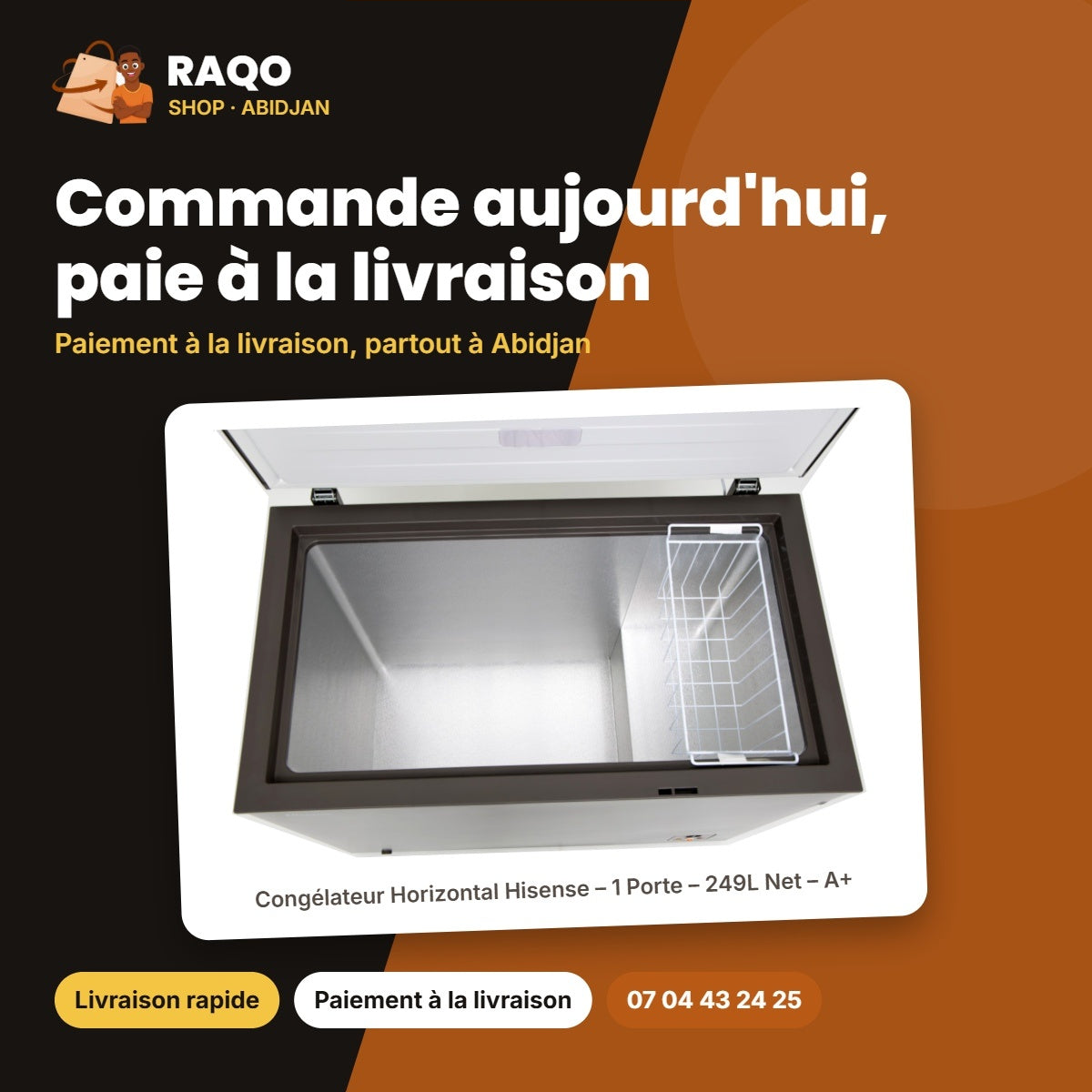 Congélateur Horizontal Hisense – 1 Porte – 249L Net – A+ | FC-33DD4HA