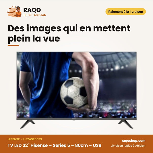 TV LED 32'' Hisense – Series 5 – 80cm – USB | H32A5200FS