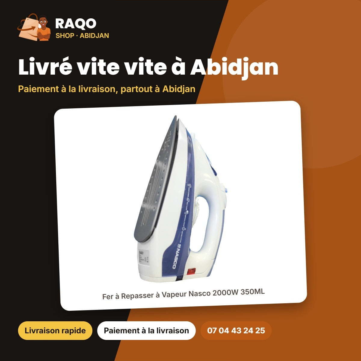 Fer à Repasser à Vapeur Nasco 2000W 350ML | FR_NA-8811
