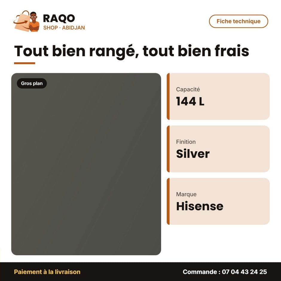 Congélateur Horizontal Hisense – 144L – A – Silver | FC-18DD4HA