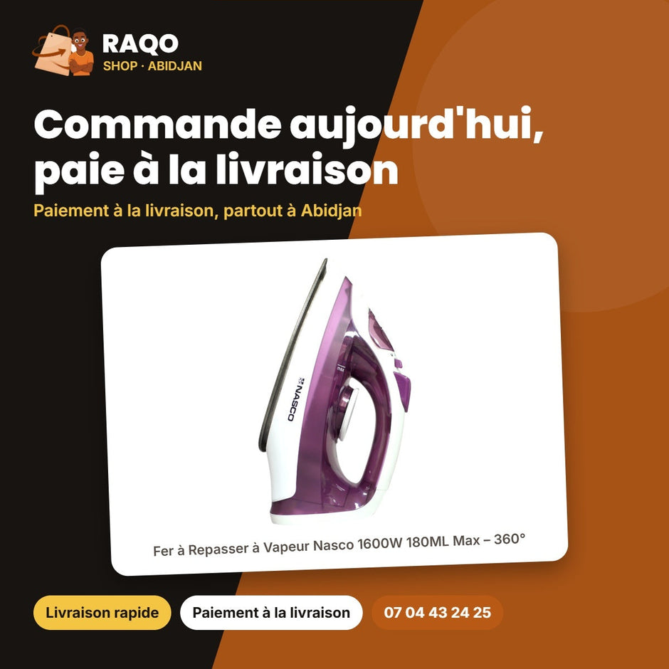 Fer à Repasser à Vapeur Nasco 1600W 180ML Max – 360° | FR_NA-8827A