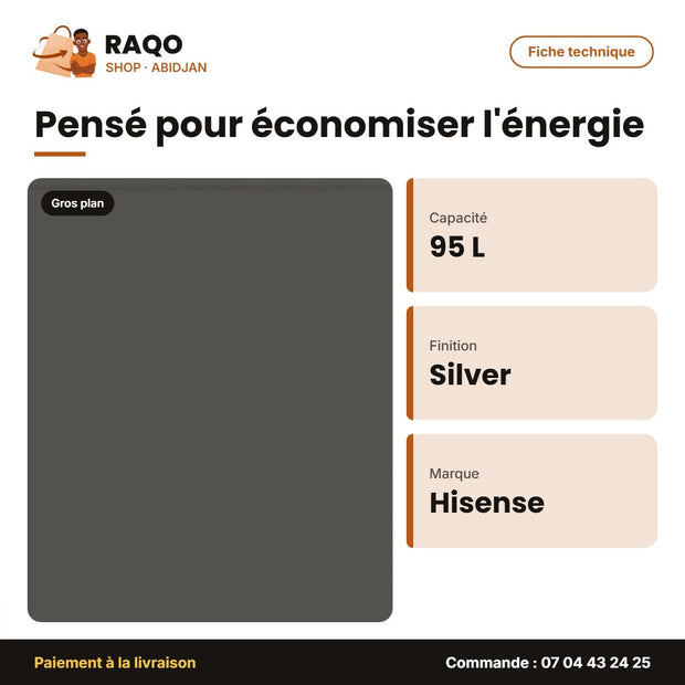 Congélateur Horizontal Hisense – 95L – A – Silver | FC-12DD4HA