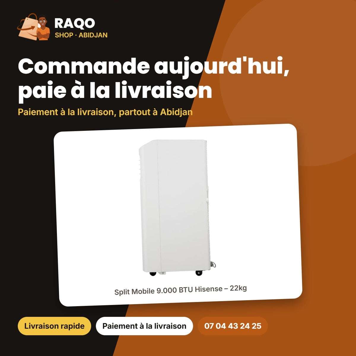 Split Mobile 9.000 BTU Hisense – 22kg | AP-09C