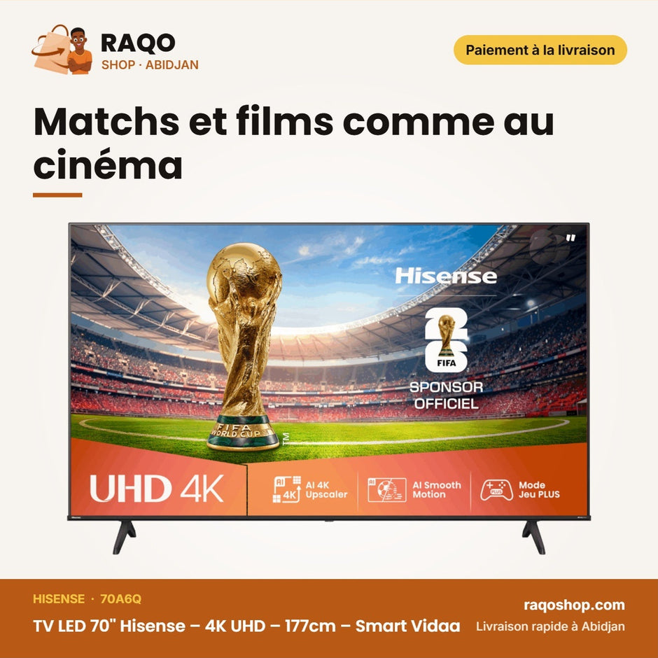 TV LED 70'' Hisense – 4K UHD – 177cm – Smart Vidaa | 70A6Q