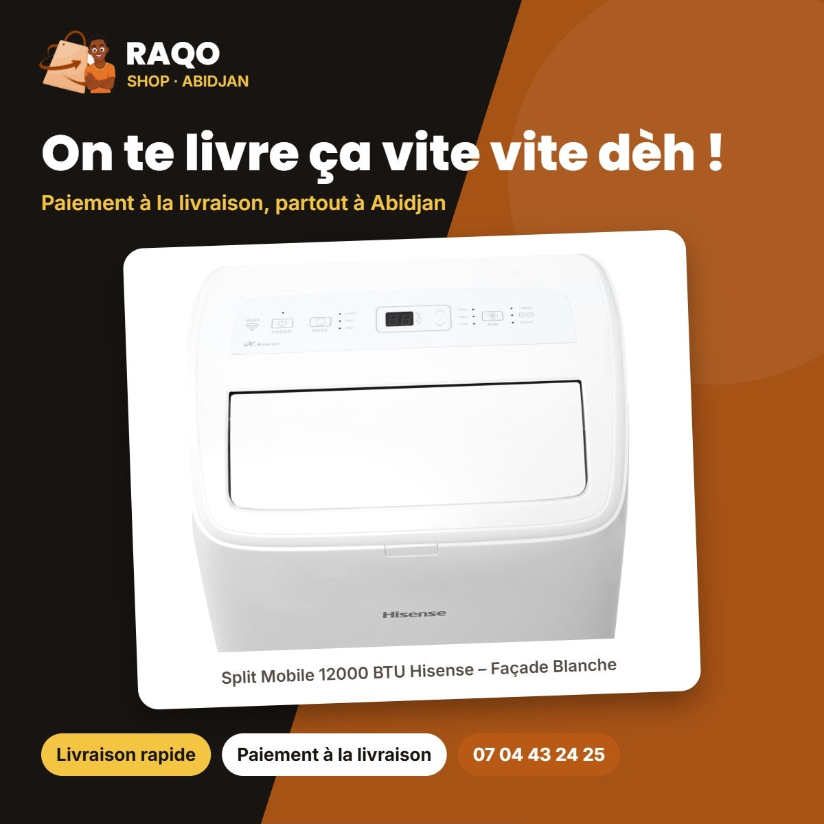 Split Mobile 12000 BTU Hisense – Façade Blanche | AP-12CR4RNXS01