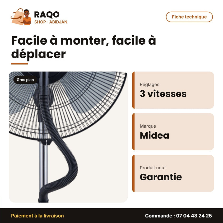 Ventilateur Brumatiseur Midea – À Eau – 3 Vitesses – Télécommande | VENT_FS40-13QRA