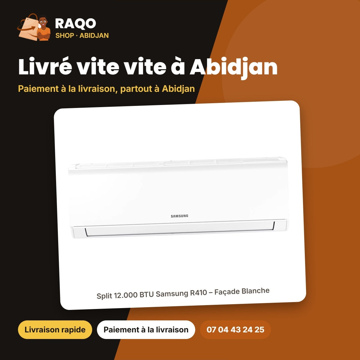 Split 12.000 BTU Samsung R410 – Façade Blanche | AR12CRHGAWK/AF