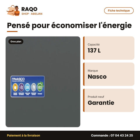 Congélateur Horizontal Nasco – 137L – 1PORTE – 1 Panier Interne | NAS-180WA-DS