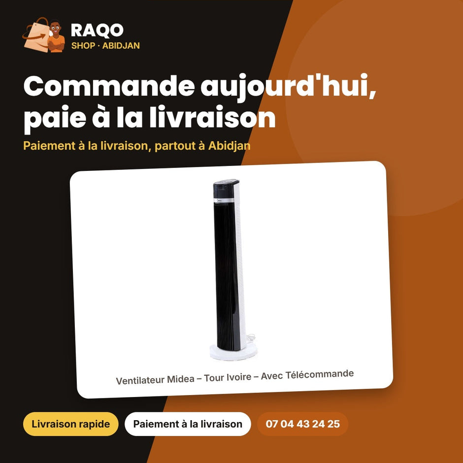 Ventilateur Midea – Tour Ivoire – Avec Télécommande – 45W | FZ10-18TRB