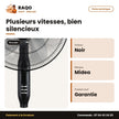 Ventilateura Pied Midea – Noir – 5 Helices(blanc) – Télécommande | VENT_FS40-15QR