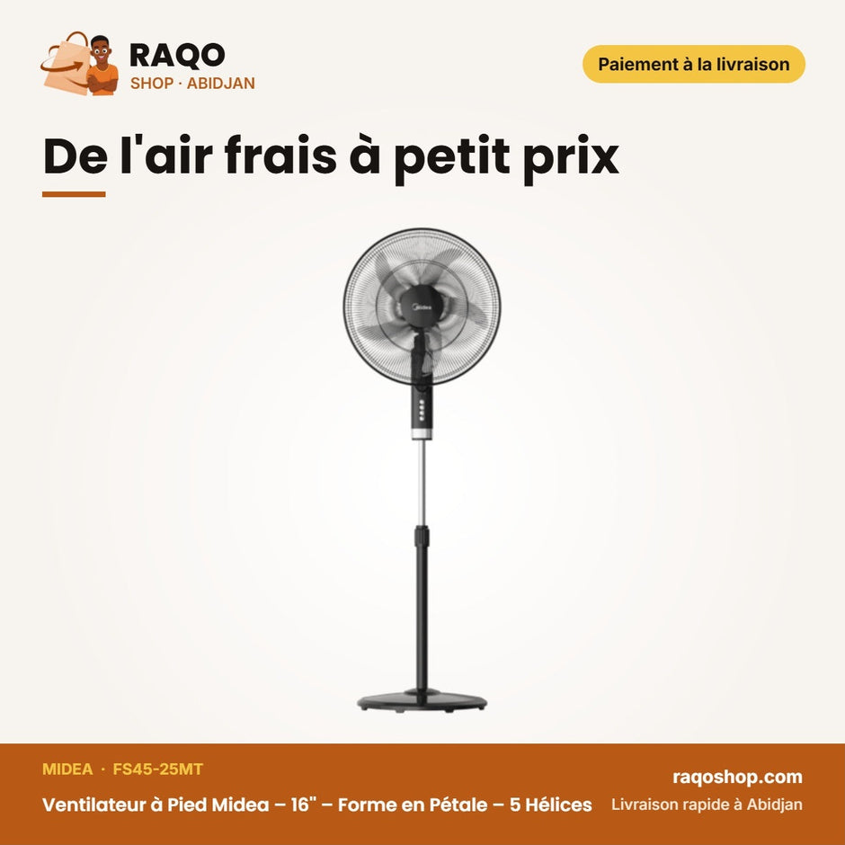 Ventilateur à Pied Midea – 16'' – Forme en Pétale – 5 Hélices | FS45-25MT