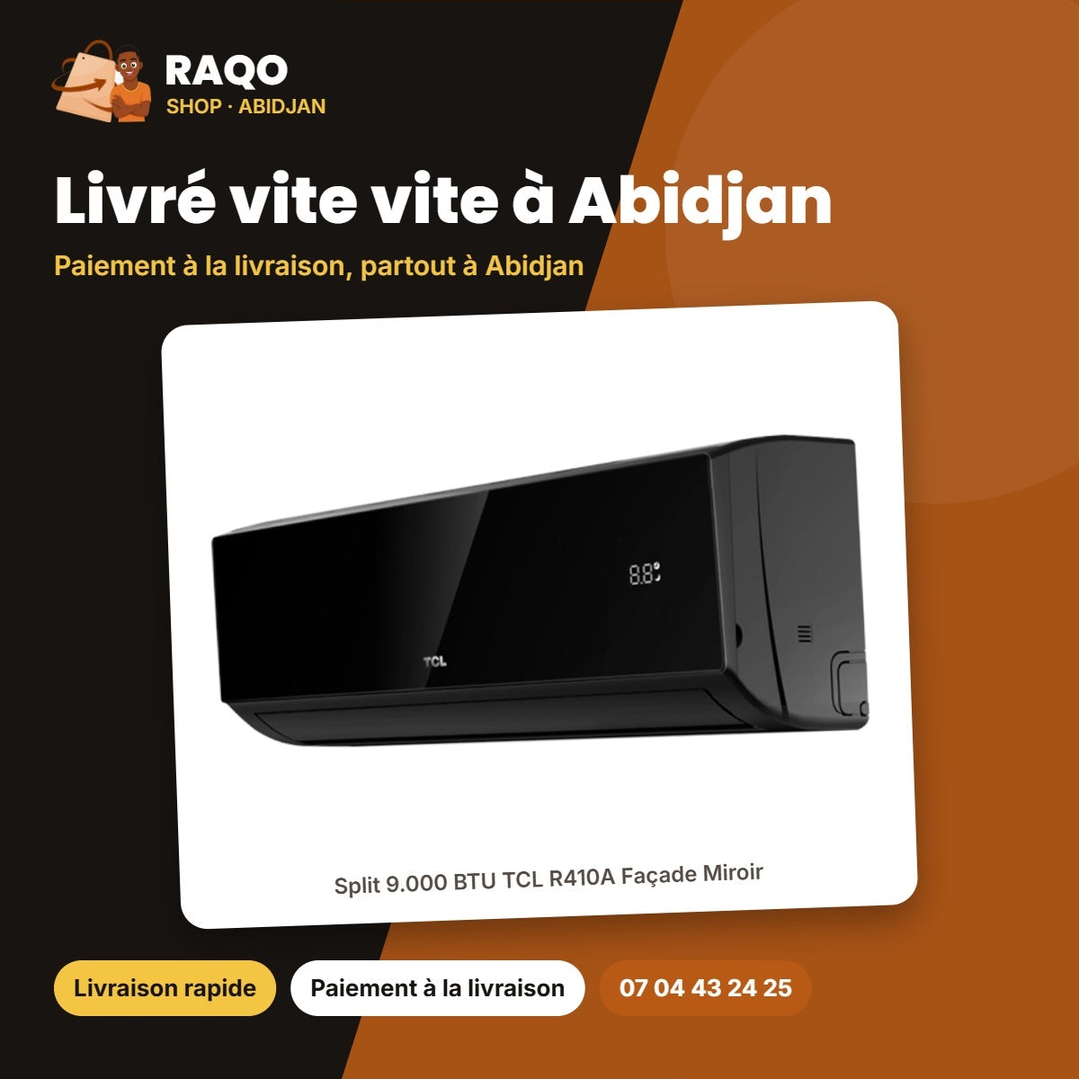 Split 9.000 BTU TCL R410A Façade Miroir | TAC-09CSA/XA82