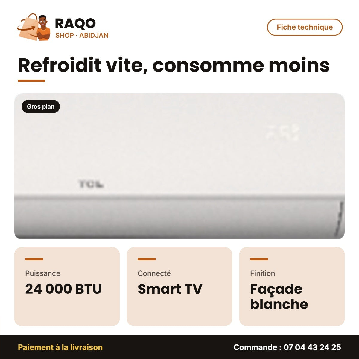 Split 24.000 BTU TCL – Façade Blanche – Smart Air-Soft Care – Éco Mode | TAC-24CSD/ZG11