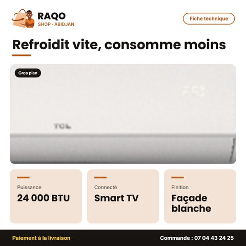 Split 24.000 BTU TCL – Façade Blanche – Smart Air-Soft Care – Éco Mode | TAC-24CSD/ZG11