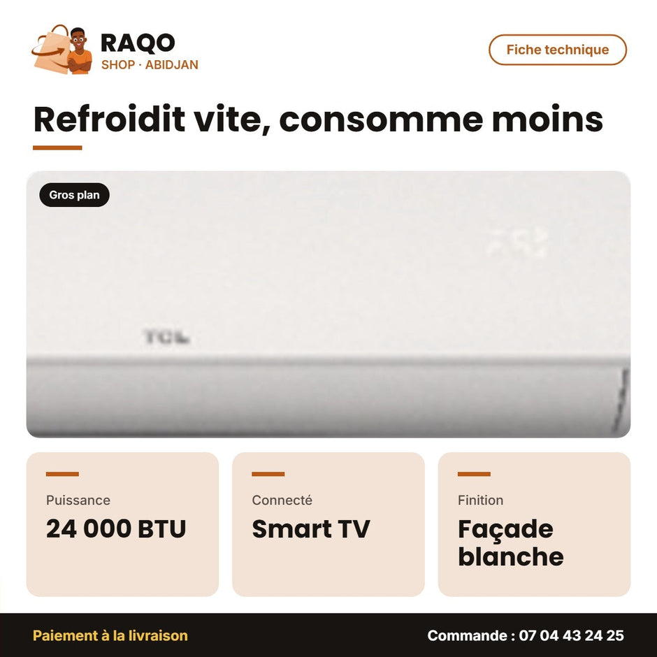 Split 24.000 BTU TCL – Façade Blanche – Smart Air-Soft Care – Éco Mode | TAC-24CSD/ZG11