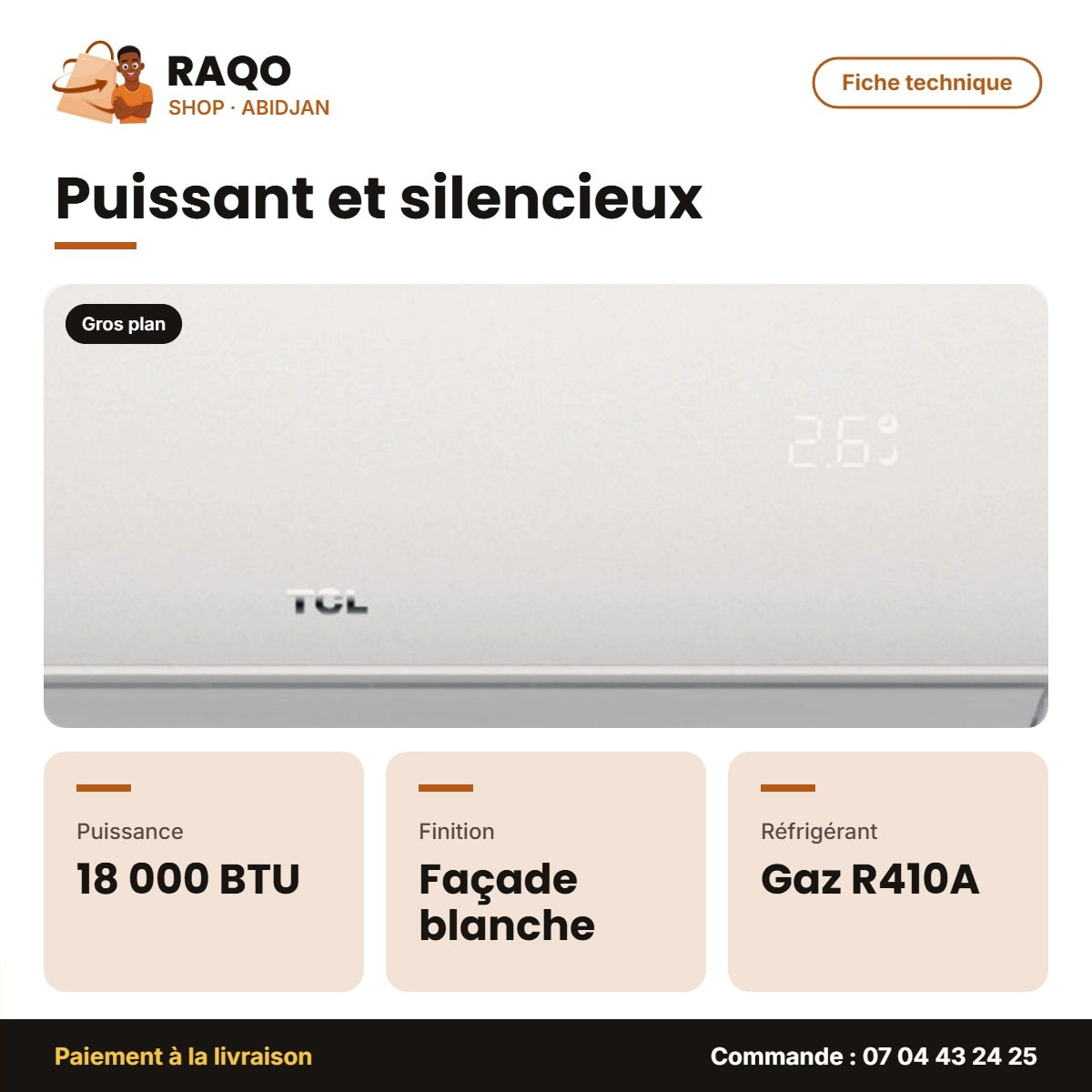 Split 18.000 BTU TCL R410A Façade Blanche | TAC-18CSA/XAA1