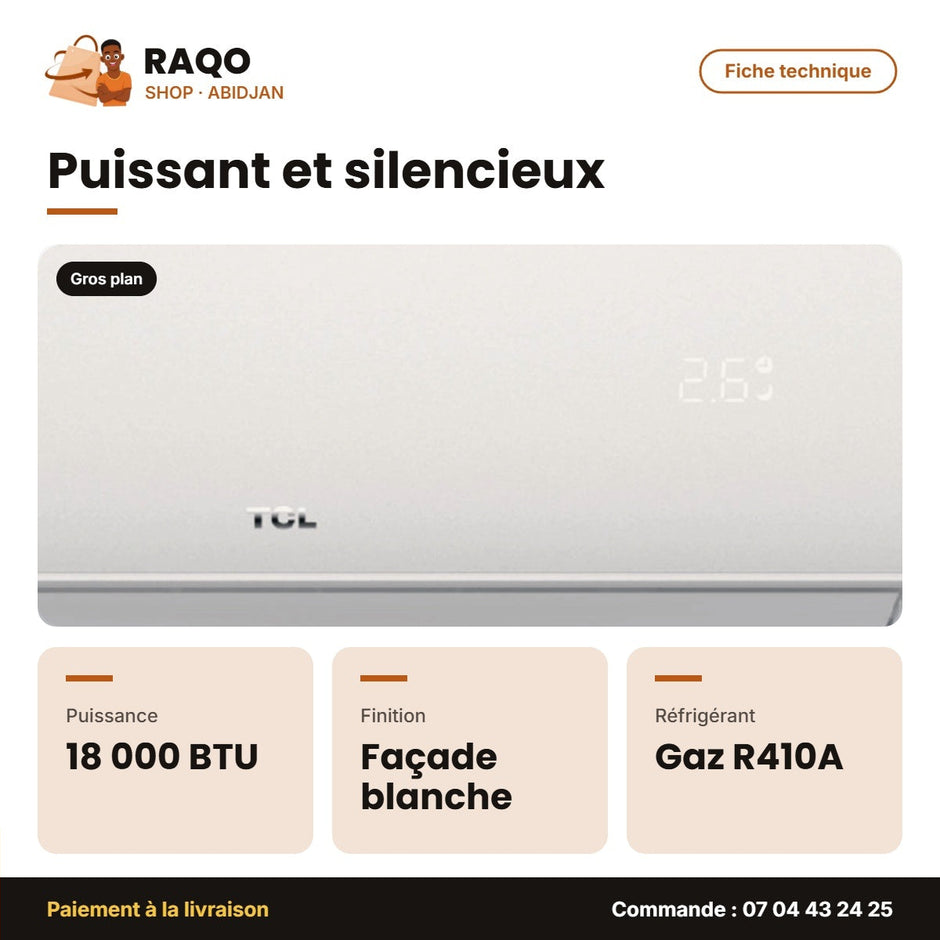 Split 18.000 BTU TCL R410A Façade Blanche | TAC-18CSA/XAA1