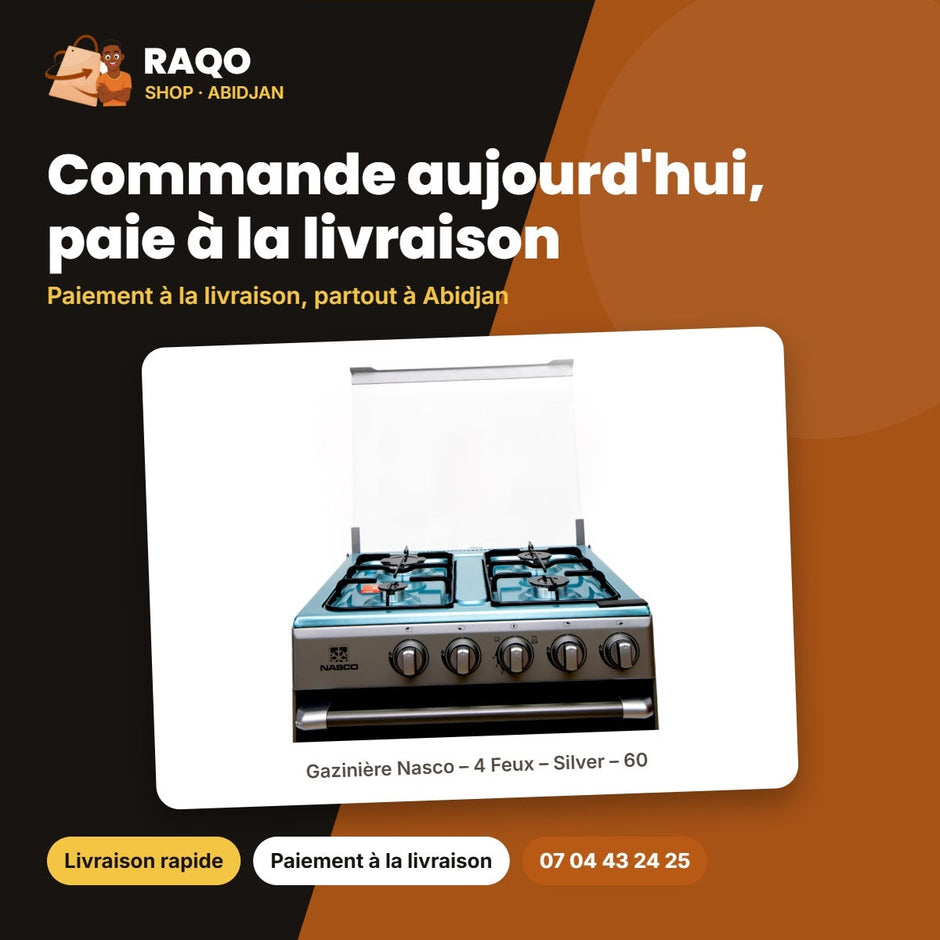 Gazinière Nasco – 4 Feux – Silver – 60 | NASGC-SNIPER60S