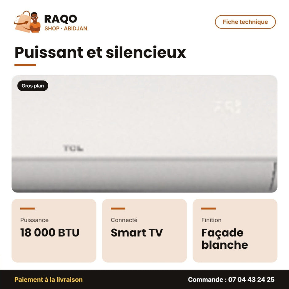 Split 18.000 BTU TCL – Façade Blanche – Smart Air-Soft Care – Éco Mode | TAC-18CSD/ZG11