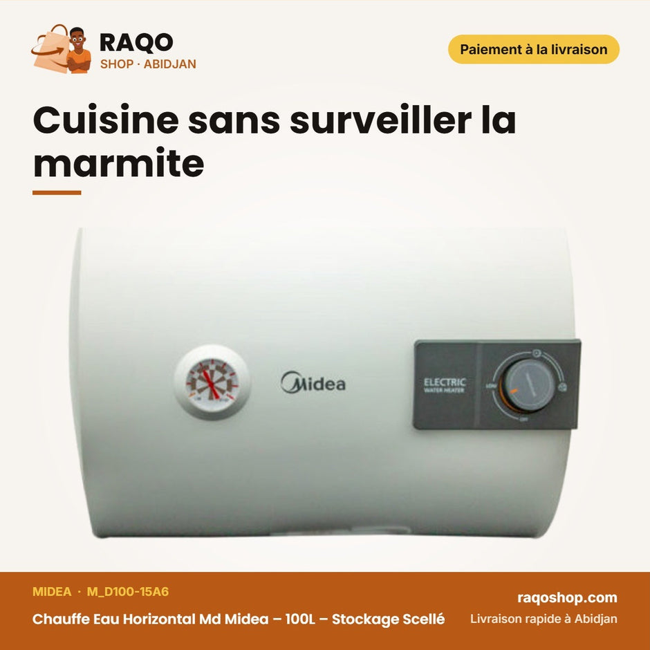Chauffe Eau Horizontal Md Midea – 100L – Stockage Scellé – Protection Surchauffe | M_D100-15A6