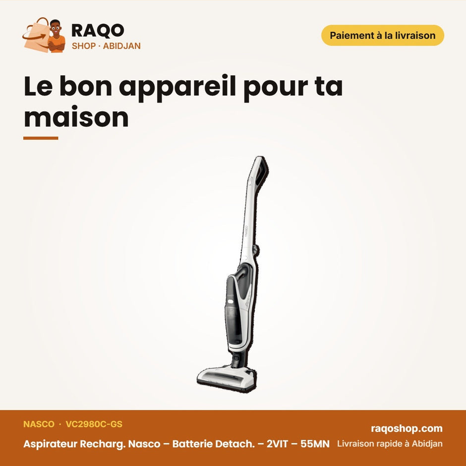 Aspirateur Recharg. Nasco – Batterie Detach. – 2VIT – 55MN | VC2980C-GS