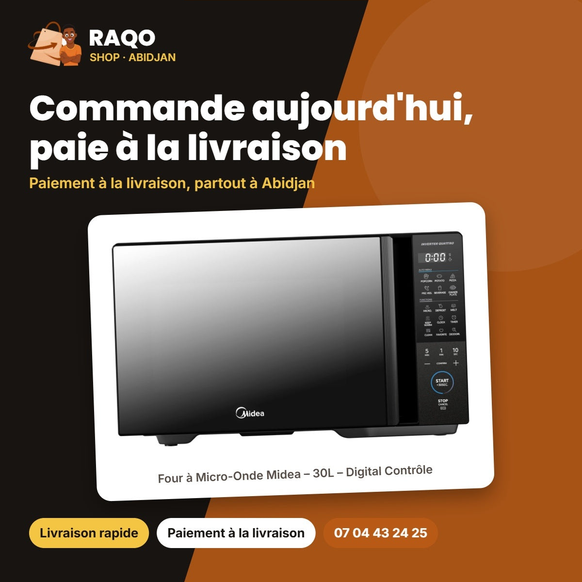 Four à Micro-Onde Midea – 30L – Digital Contrôle – Inverter Quattro | EM9P032MO-B