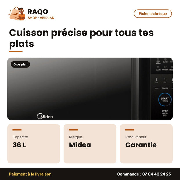 Four à Micro-Onde Midea – 36L – 6 Menus Auto. – Digital Control | EM034A2MO-B