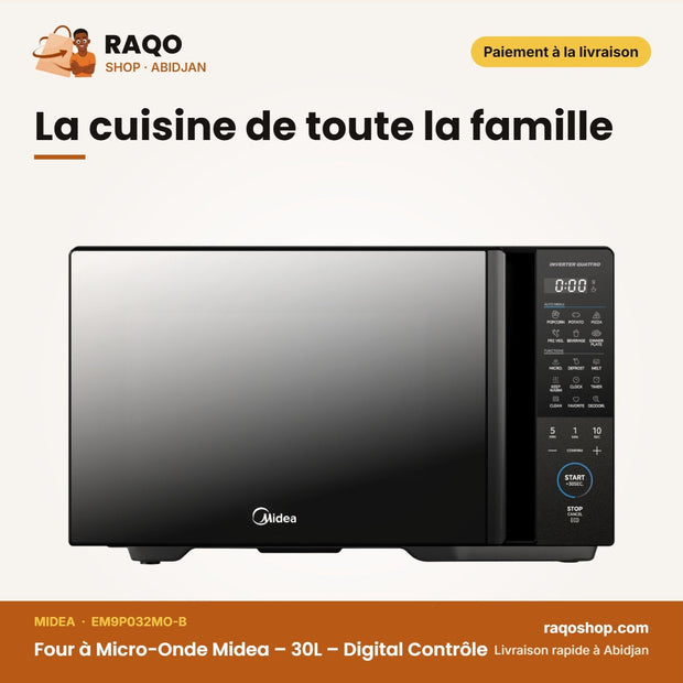 Four à Micro-Onde Midea – 30L – Digital Contrôle – Inverter Quattro | EM9P032MO-B