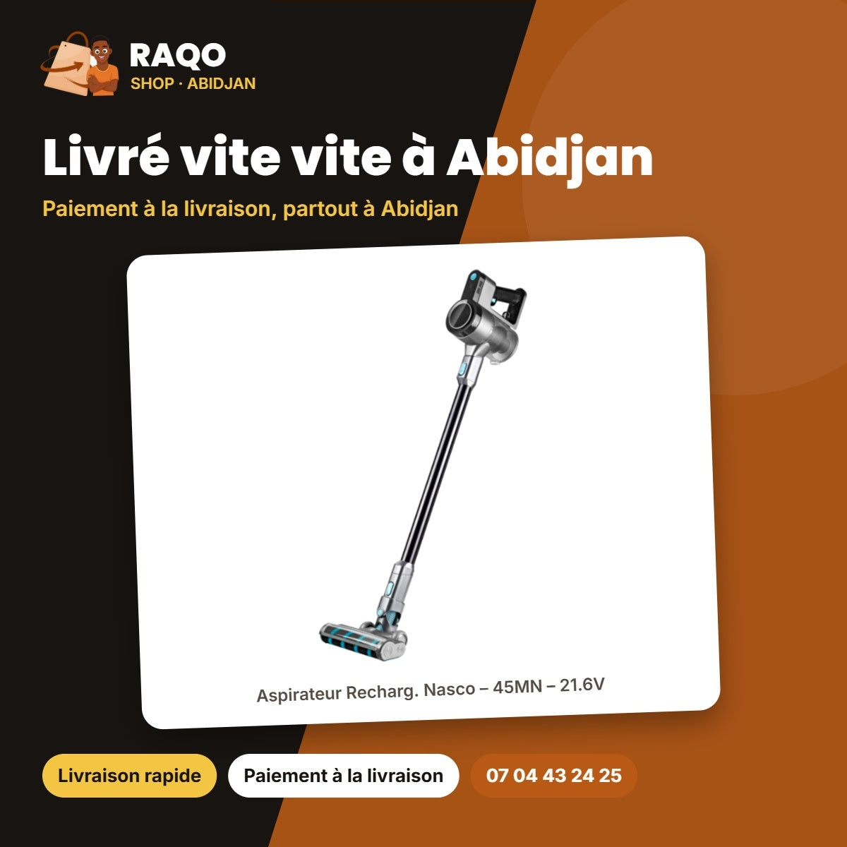 Aspirateur Recharg. Nasco – 45MN – 21.6V – Indicateur D'etat de la Batterie | VC3923-GS