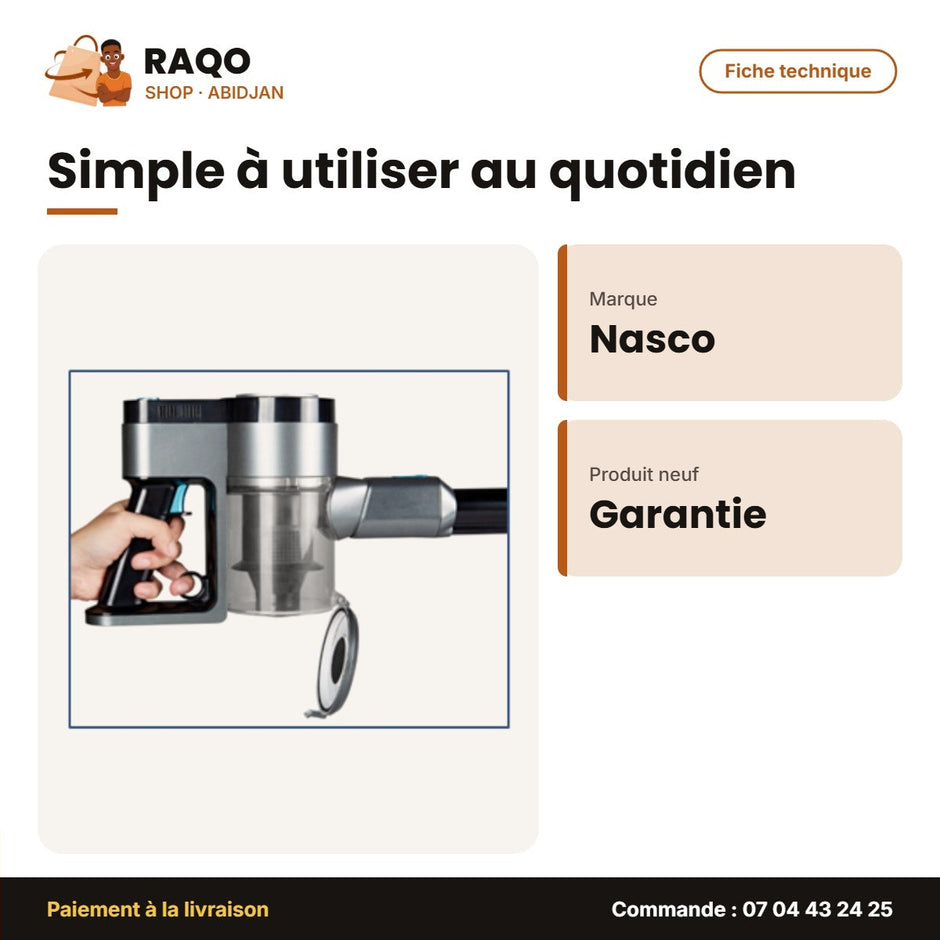 Aspirateur Recharg. Nasco – 45MN – 21.6V – Indicateur D'etat de la Batterie | VC3923-GS