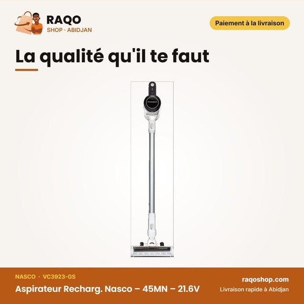 Aspirateur Recharg. Nasco – 45MN – 21.6V – Indicateur D'etat de la Batterie | VC3923-GS