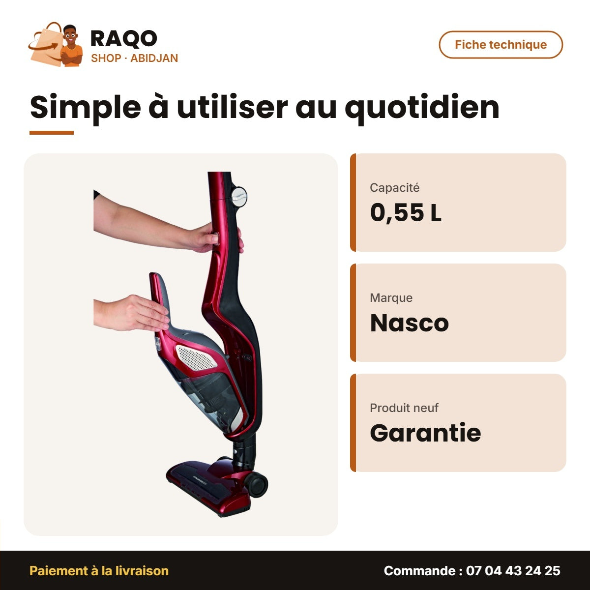 Aspirateur Recharg. Nasco – 2VIT. – 52MN – 0.55L | VC2938C-GS