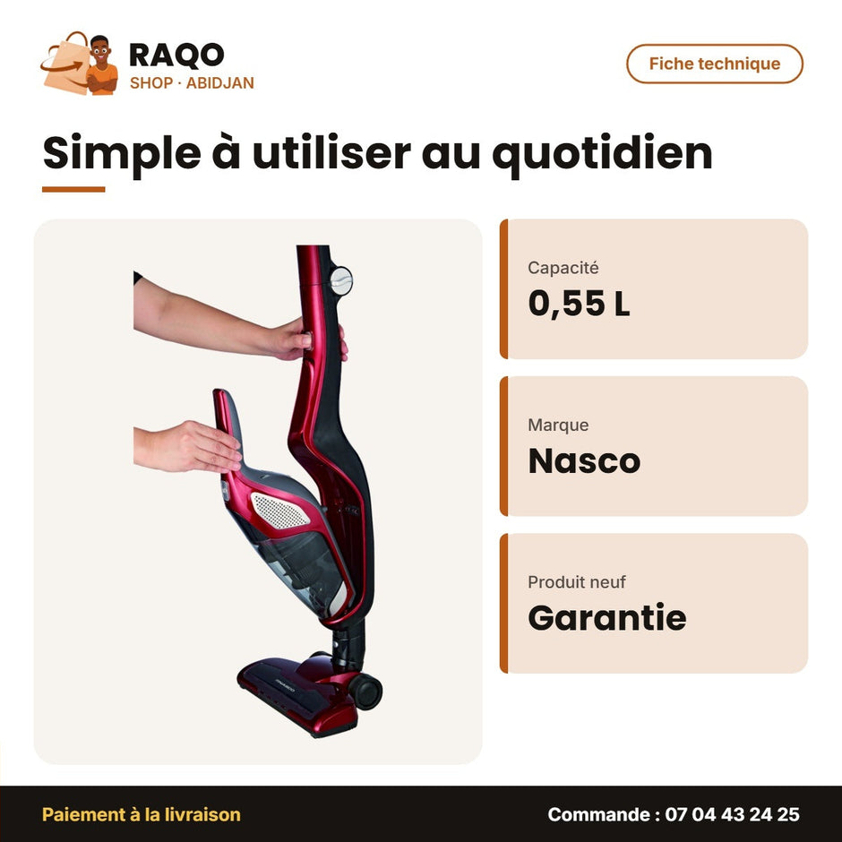 Aspirateur Recharg. Nasco – 2VIT. – 52MN – 0.55L | VC2938C-GS