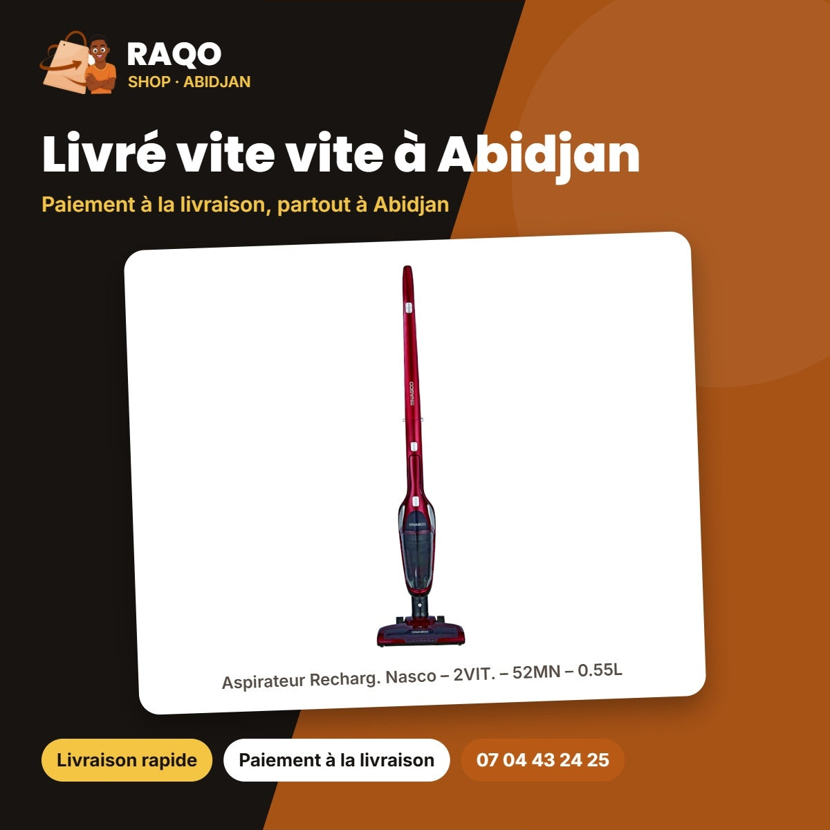 Aspirateur Recharg. Nasco – 2VIT. – 52MN – 0.55L | VC2938C-GS