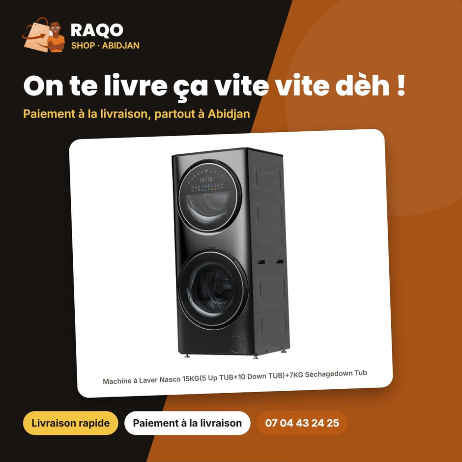 Machine à Laver Nasco 15KG(5 Up TUB+10 Down TUB)+7KG Séchagedown Tub – Gris | SNASFL2V-15W7D-V1
