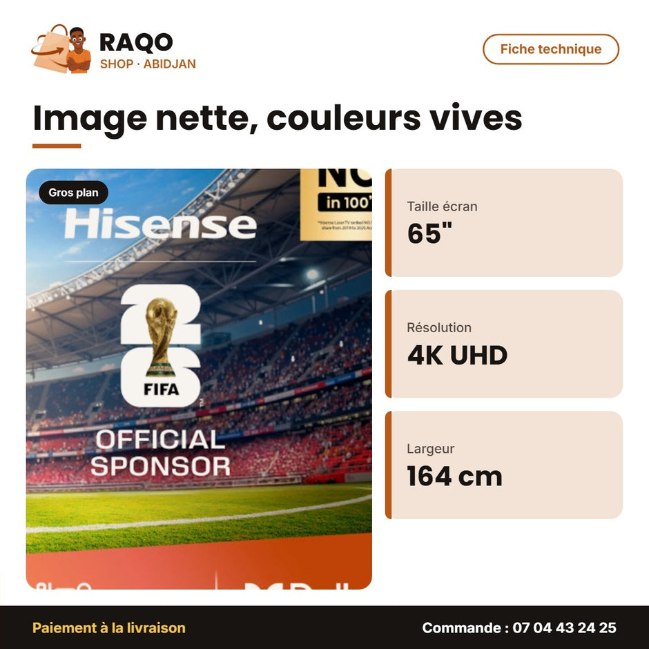 TV LED 65'' Hisense – 4K UHD – 164cm – Smart Vidaa | 65A6Q