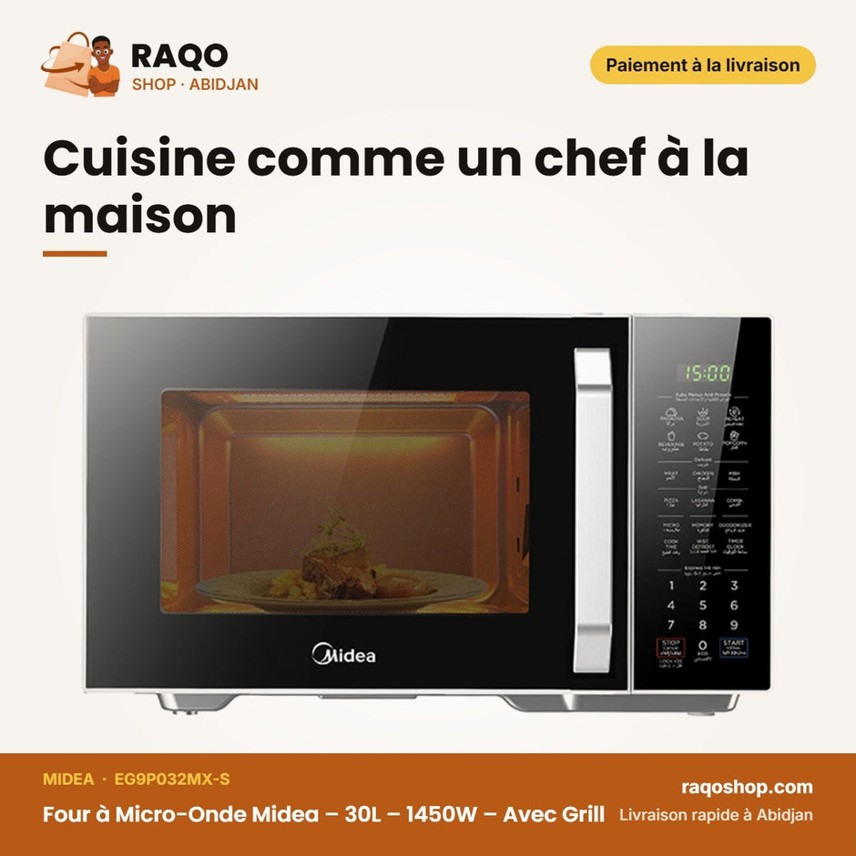 Four à Micro-Onde Midea – 30L – 1450W – Avec Grill | EG9P032MX-S