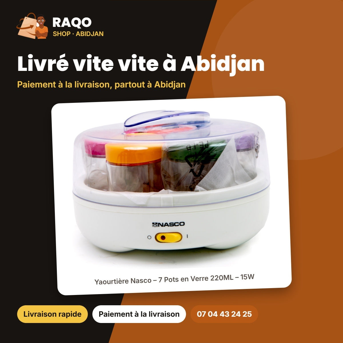 Yaourtière Nasco – 7 Pots en Verre 220ML – 15W | EP2136-A