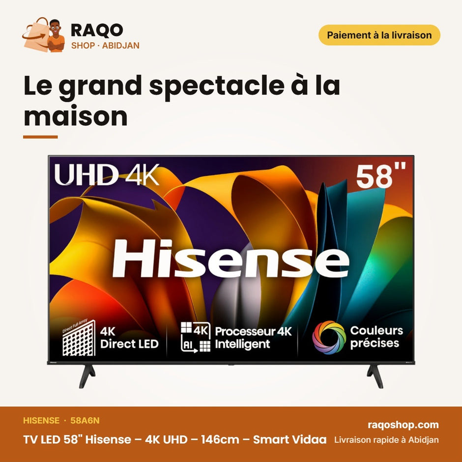TV LED 58'' Hisense – 4K UHD – 146cm – Smart Vidaa | 58A6N