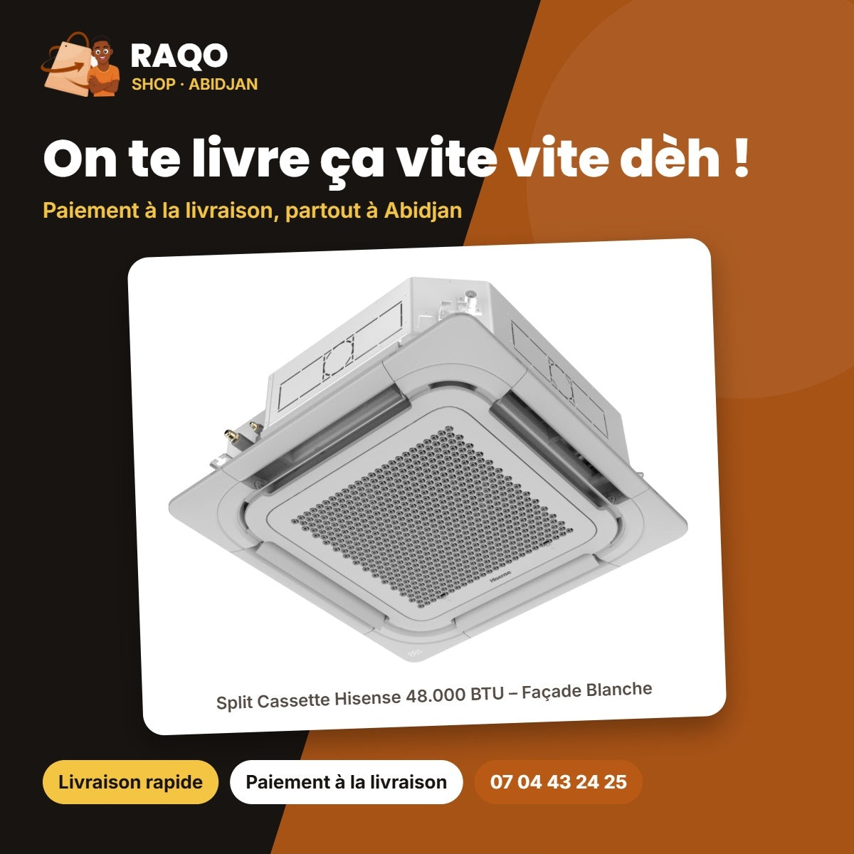Split Cassette Hisense 48.000 BTU – Façade Blanche | AUC-48HR6SEKA