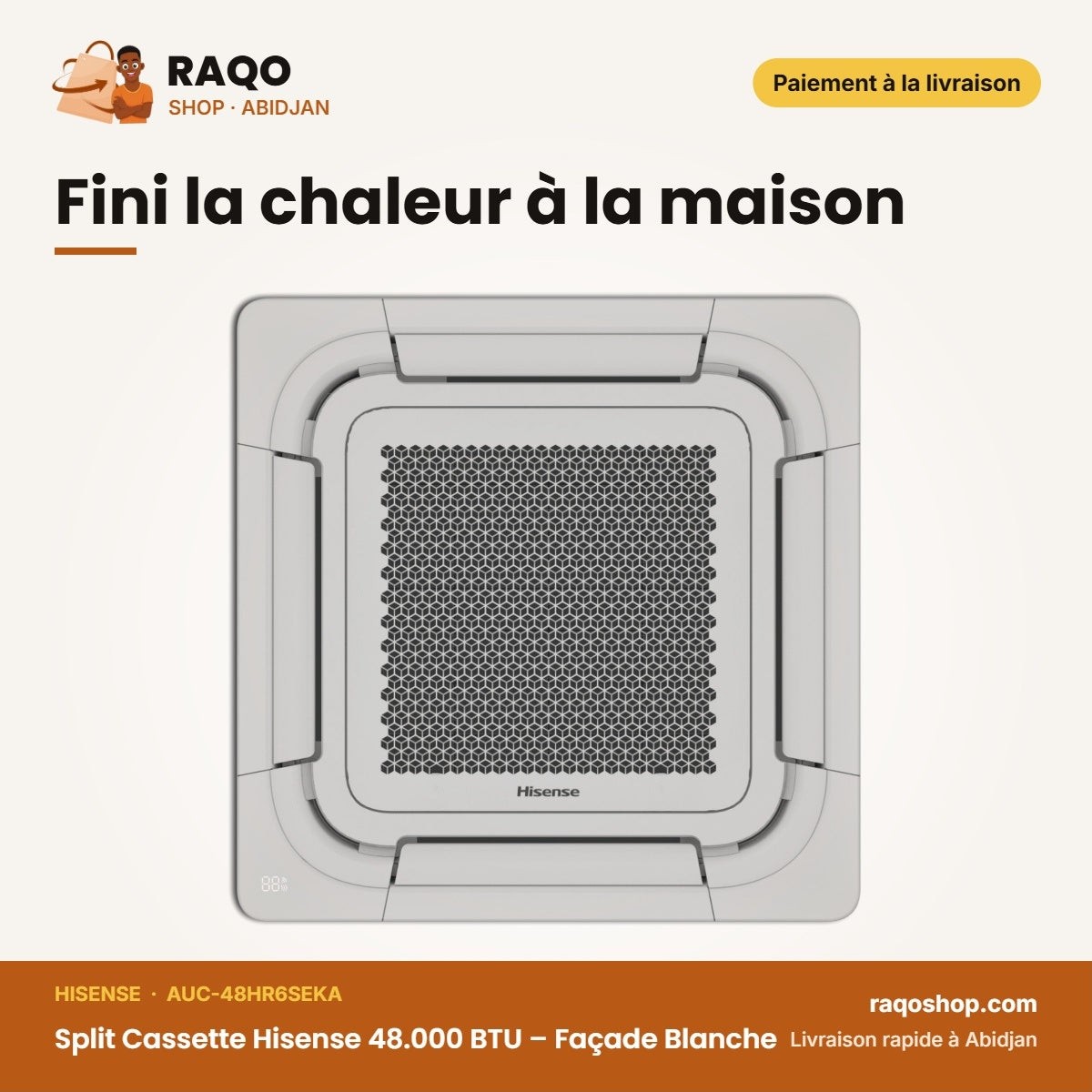 Split Cassette Hisense 48.000 BTU – Façade Blanche | AUC-48HR6SEKA