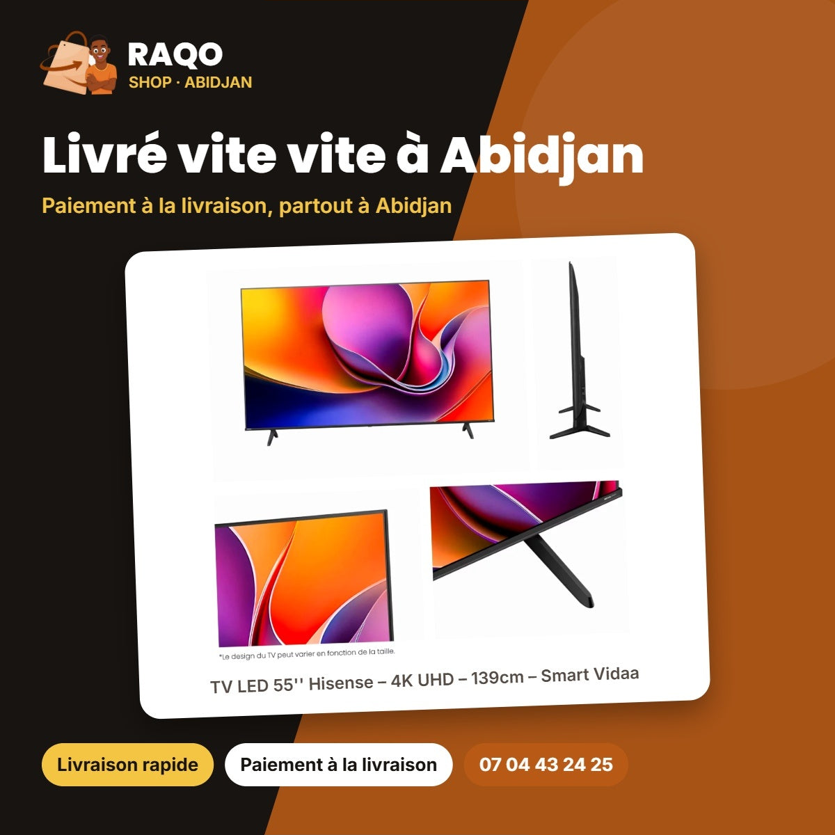 TV LED 55'' Hisense – 4K UHD – 139cm – Smart Vidaa | 55A6Q