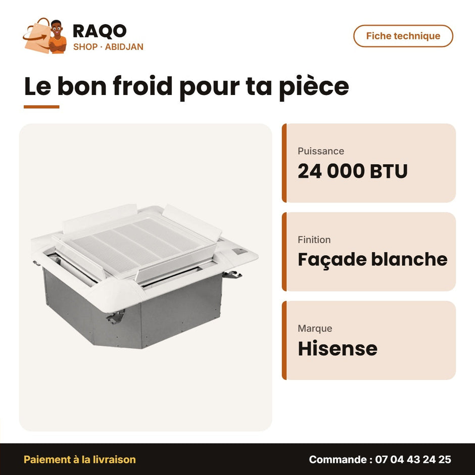 Split Cassette Hisense 24.000 BTU – Façade Blanche | AUC-24CR4SJJA3