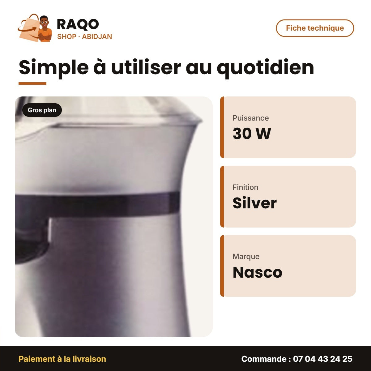 Presse-agrumes Nasco 30W With Silver Spray Body – 6 | MIXER_XB523