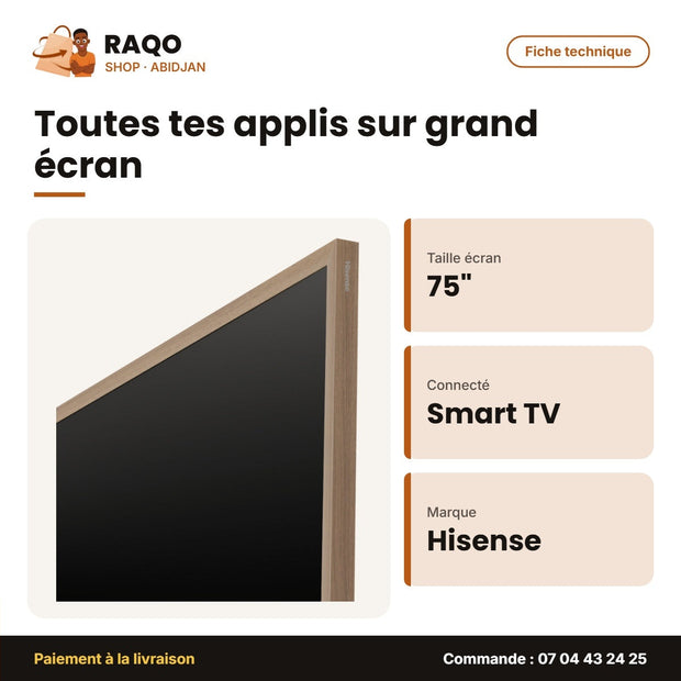 Canvas TV 75" Hisense – 144Hz Pro – Art Mode – Smart | 75S7Q