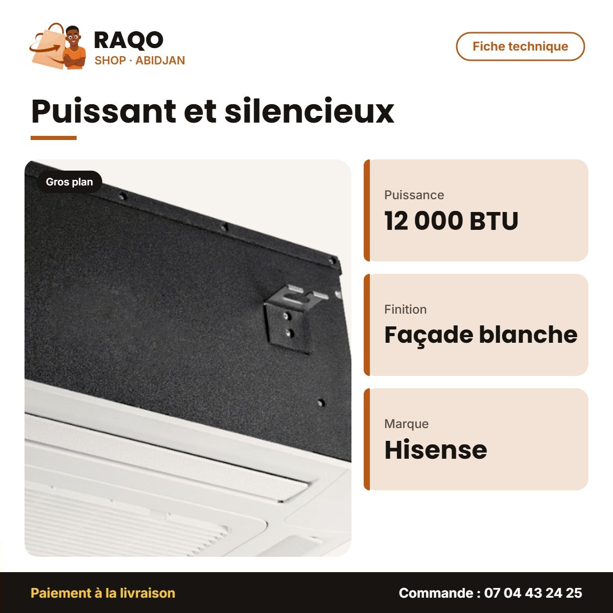 Split Cassette Hisense 12.000 BTU – Façade Blanche | AUC-12HR4SVAA