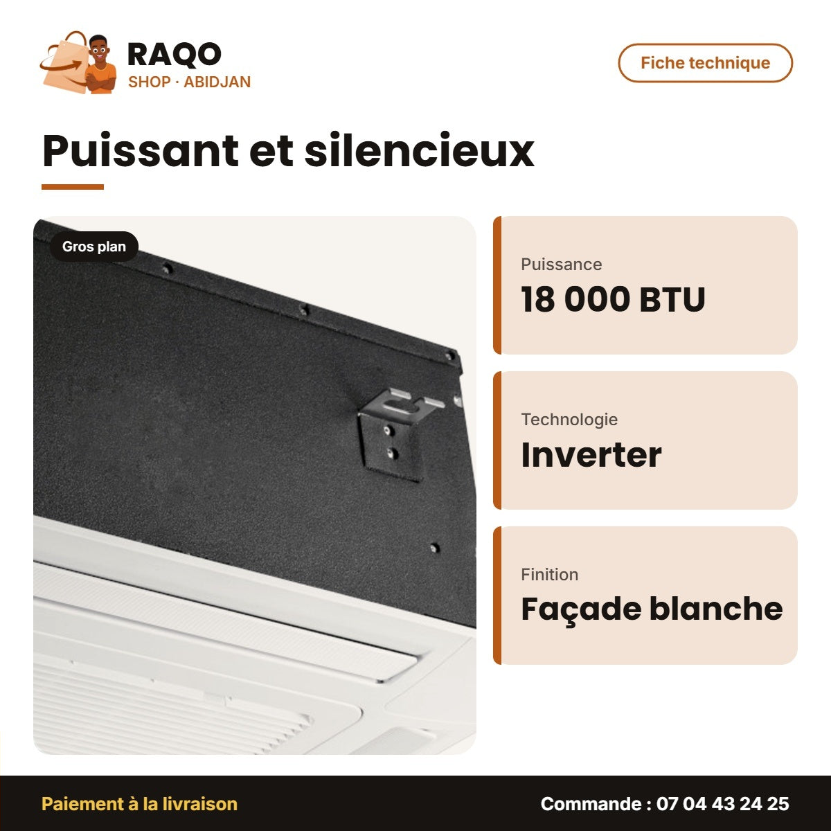Split Cassette 18.000 BTU Hisense – Inverter – R-410 – Façade Blanche | ACT-18UR4SSAC5